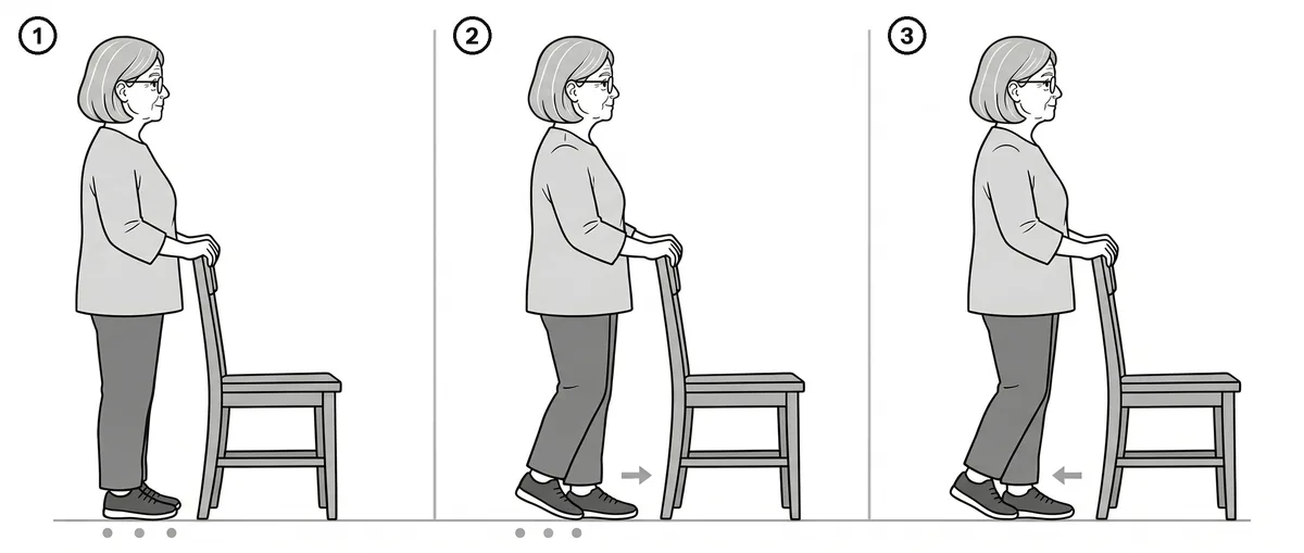 Drawing of the three points under the foot: the heel, the ball below the big toe and the ball below the little toe